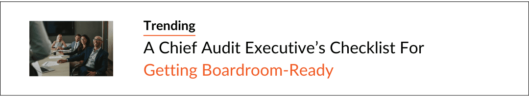 Blog banner highlighting the trending content, "A Chief Audit Executive's Checklist for Getting Boardroom Ready.