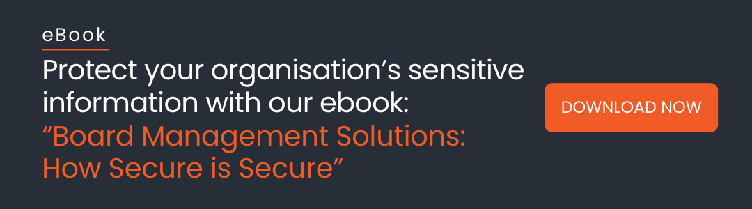Banner promoting an ebook on protecting sensitive data board management solutions: "Board Management Solutions, How Secure is Secure"