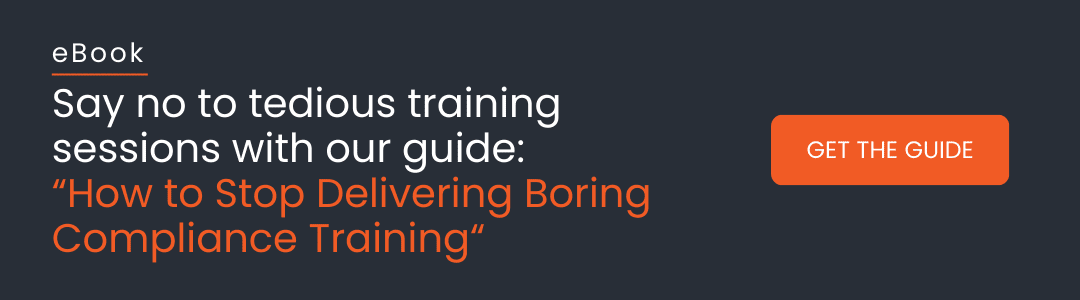 Blog banner showcasing our newest guide, "How to stop boring compliance training"